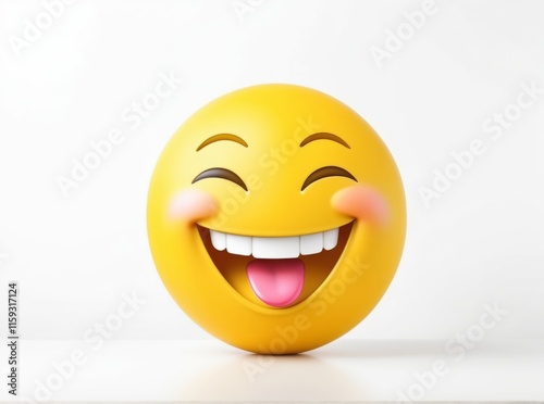 Bright, cheerful smiley face emoji expressing joy and happiness in a minimalist setting photo