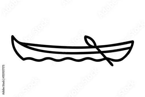 Canoe Silhouette Vector Illustration on White Background