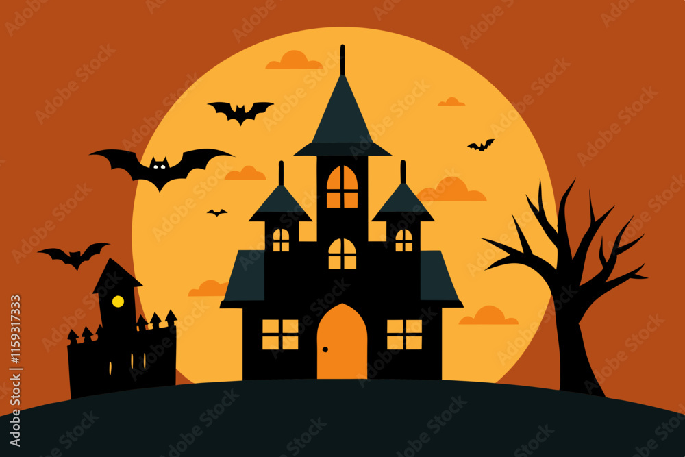 Charming Halloween Home Background Vector Art Charming Halloween Home Background Vector Art