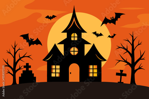 Charming Halloween Home Background Vector Art