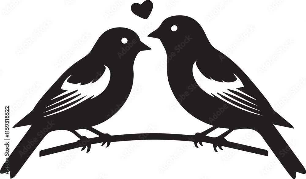 Obraz premium Valentine day Love Birds vector silhouette illustration