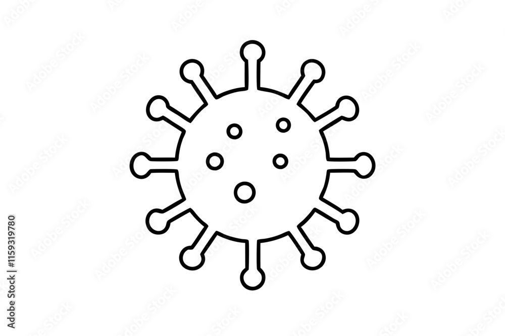 T2 Virus Silhouette Icon on White Background T2 Virus Silhouette Icon on White Background