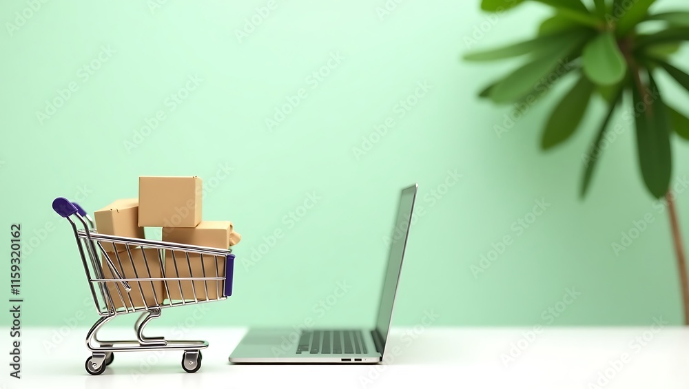 Shopping Cart Packed with Parcels in a Modern Retail Store Aisle – Exploring Efficient Shopping and Retail Trends Shopping Cart Packed with Parcels in a Modern Retail Store Aisle – Exploring Efficient Shopping and Retail Trends