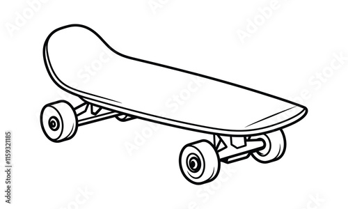 skateboard icon, silhouette, outline, vector, illustration, isolated on a white background