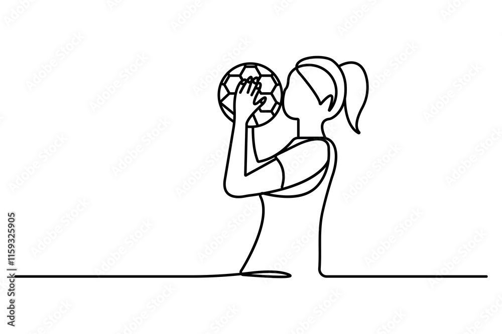 Obraz premium Football continuous one line drawing of simple vector icon