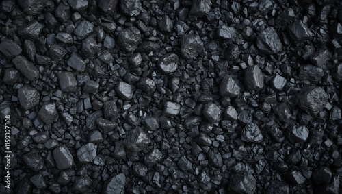 Dark black coal surface featuring uneven textures, suitable for industrial use, backgrounds, or geology related concepts