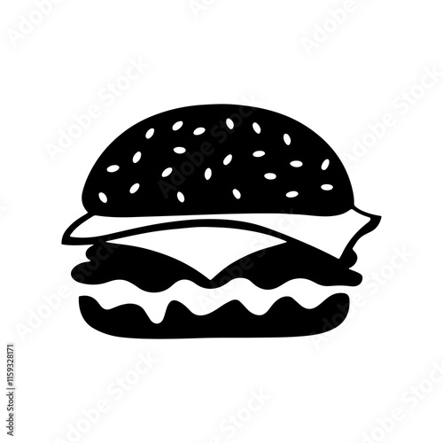 Cheeseburger silhouette icon vector illustration design on white background.