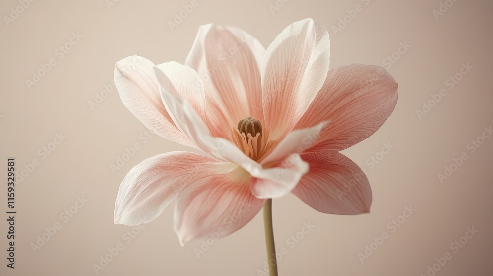Simple flower on taupe background with soft natural light Simple flower on taupe background with soft natural light