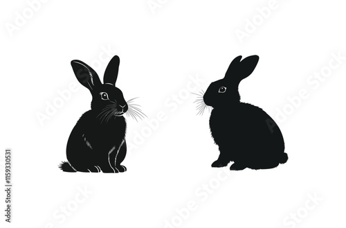 black and white rabbits photo