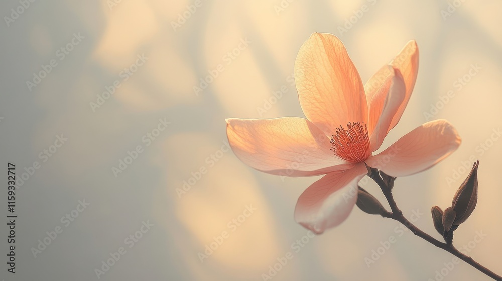 Minimalist flower with soft petals on taupe background Minimalist flower with soft petals on taupe background
