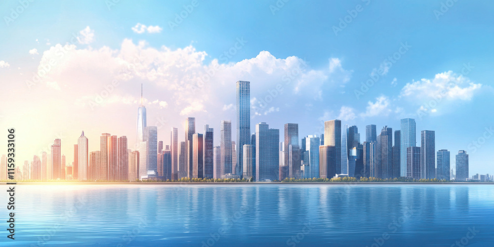 Fototapeta premium Panoramic View of Urban Commercial Buildings