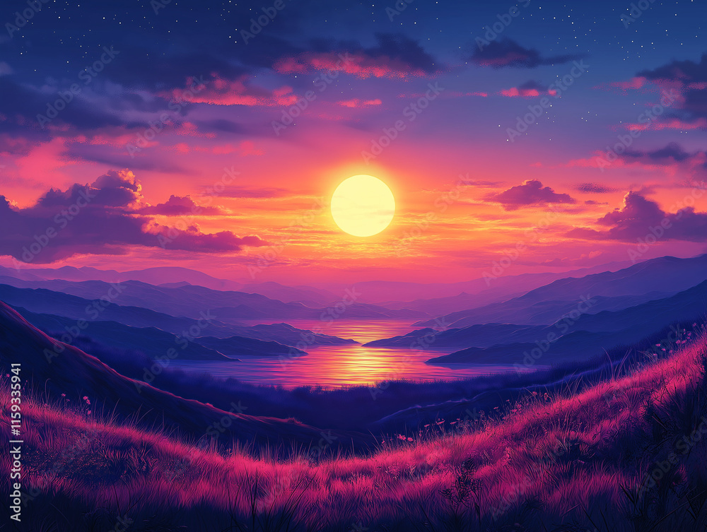 Fototapeta premium sunset in the mountains