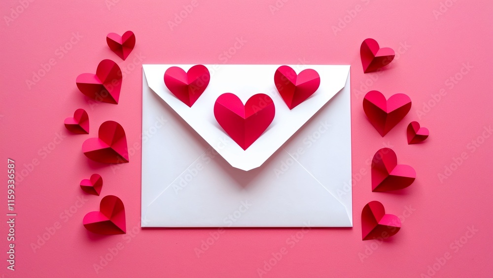 Love Letter Envelope with Paper Craft Heart, Symbolizing Romance, Affection, and Thoughtful Gestures for Valentine's Day and Special Occasions Love Letter Envelope with Paper Craft Heart, Symbolizing Romance, Affection, and Thoughtful Gestures for Valentine's Day and Special Occasions