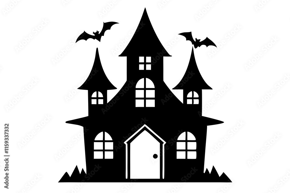 Vector Illustration of Halloween Haunted House Icon on White Background Vector Illustration of Halloween Haunted House Icon on White Background