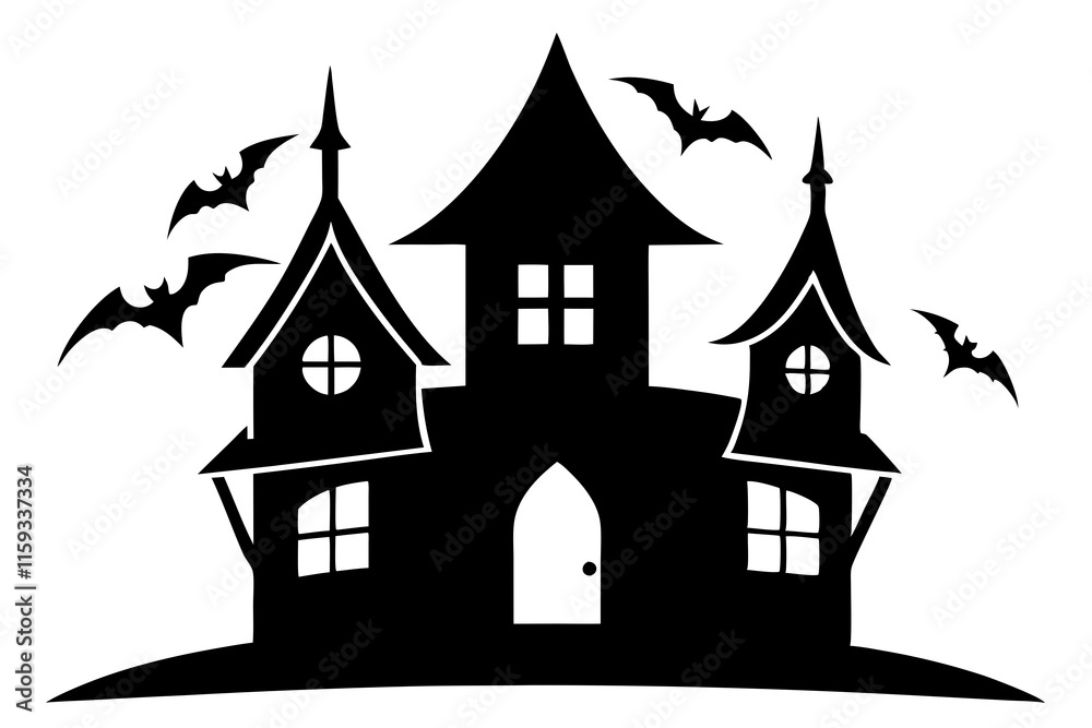 Vector Illustration of Halloween Haunted House Icon on White Background Vector Illustration of Halloween Haunted House Icon on White Background