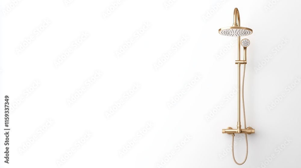 Elegant and Modern Shower Head Design with Gold Finish and Minimalist Style for an Upscale Bathroom Interior Environment and Luxury Home Decor Elegant and Modern Shower Head Design with Gold Finish and Minimalist Style for an Upscale Bathroom Interior Environment and Luxury Home Decor