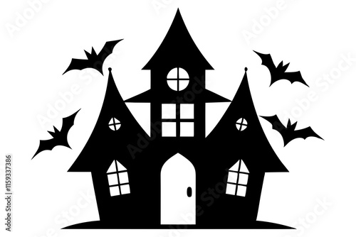 Vector Illustration of Halloween Haunted House Icon on White Background