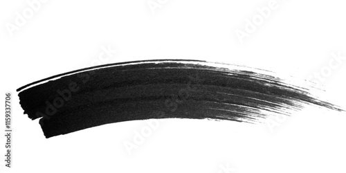 Black watercolor brush curve stroke isolated