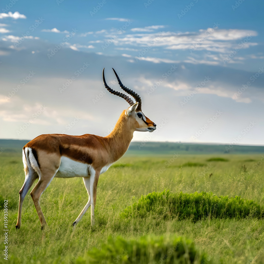 beautiful shot of a male impala in the fields beautiful shot of a male impala in the fields