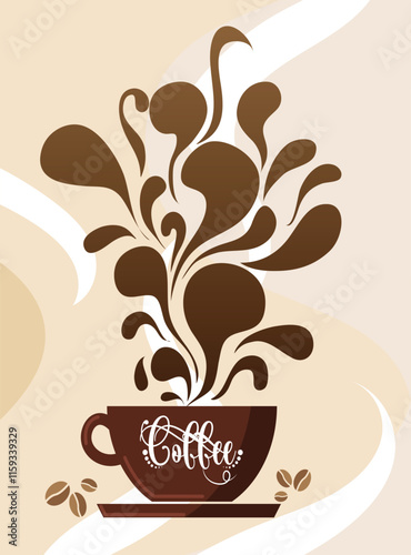 Coffee background brown cup splash liquid decoration