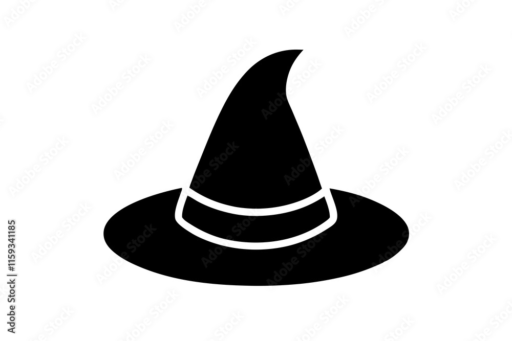 Vector Witch Hat Icon on Bright White Background