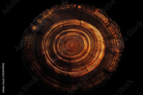 Digital tree rings texture, futuristic style, mahogany and amber colors, techno-botanical design element photo