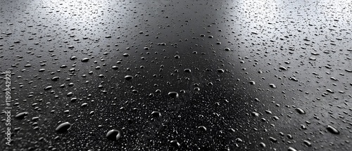 Panel kuchenny z motywem A black surface with many drops of water on it