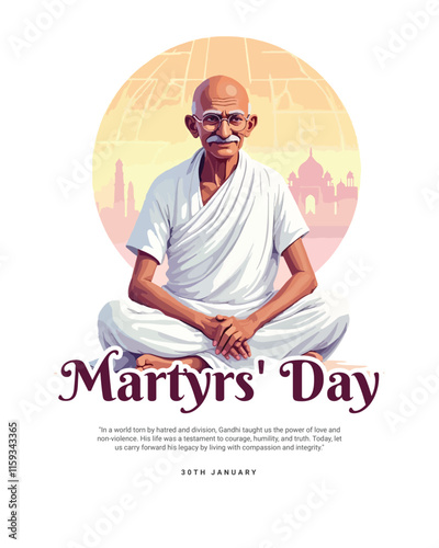 Happy Mahatma Gandhi punyatithi martyrs day social media post banner template photo