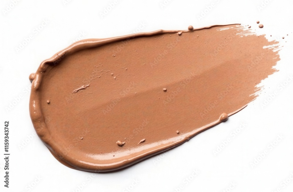 Smooth smear of beige makeup foundation on a white background, showcasing a creamy texture. Color of the year 2025 - Mocha Mousse. Smooth smear of beige makeup foundation on a white background, showcasing a creamy texture. Color of the year 2025 - Mocha Mousse.