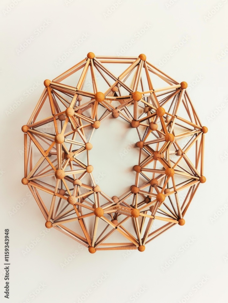 Handmade dodecahedron model crafted from bamboo, symbolizing geometric principles and sustainable design. Handmade dodecahedron model crafted from bamboo, symbolizing geometric principles and sustainable design.