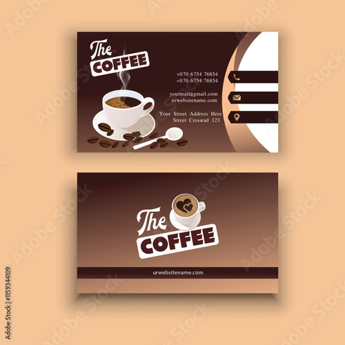 Coffee business card template elegant capuchino sketch