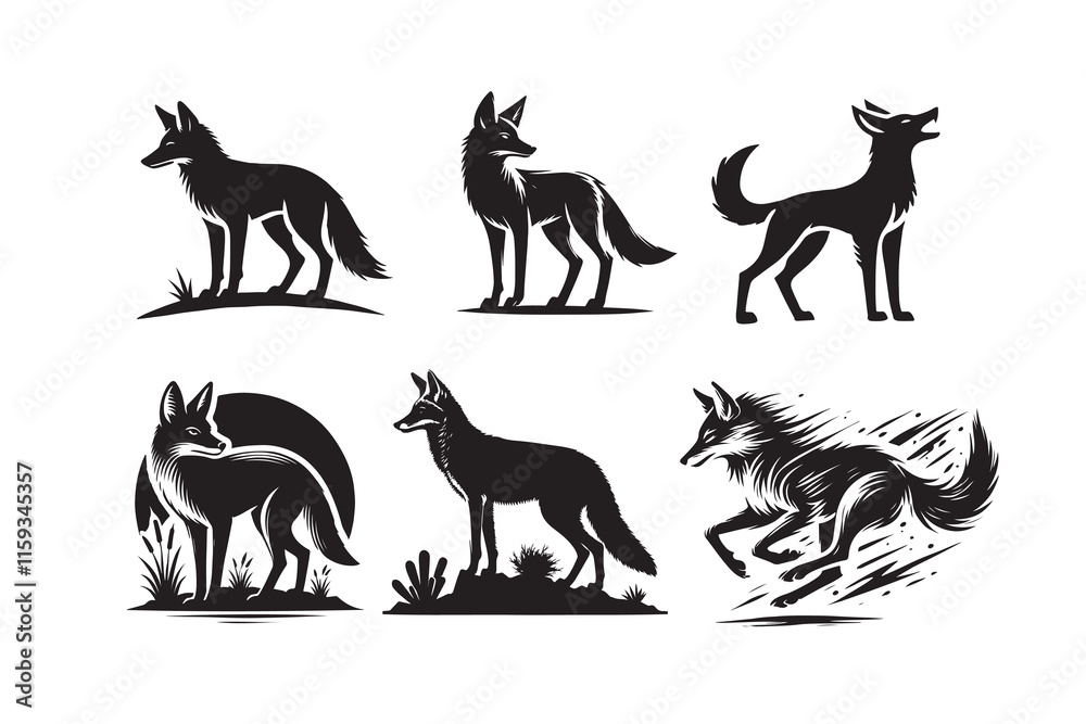 dynamic Jackal silhouette vector illustration with a white backgroun dynamic Jackal silhouette vector illustration with a white backgroun