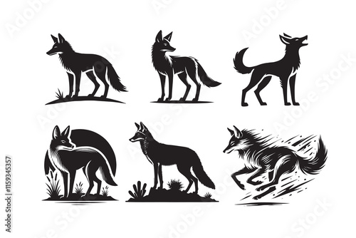 dynamic Jackal silhouette vector illustration with a white backgroun