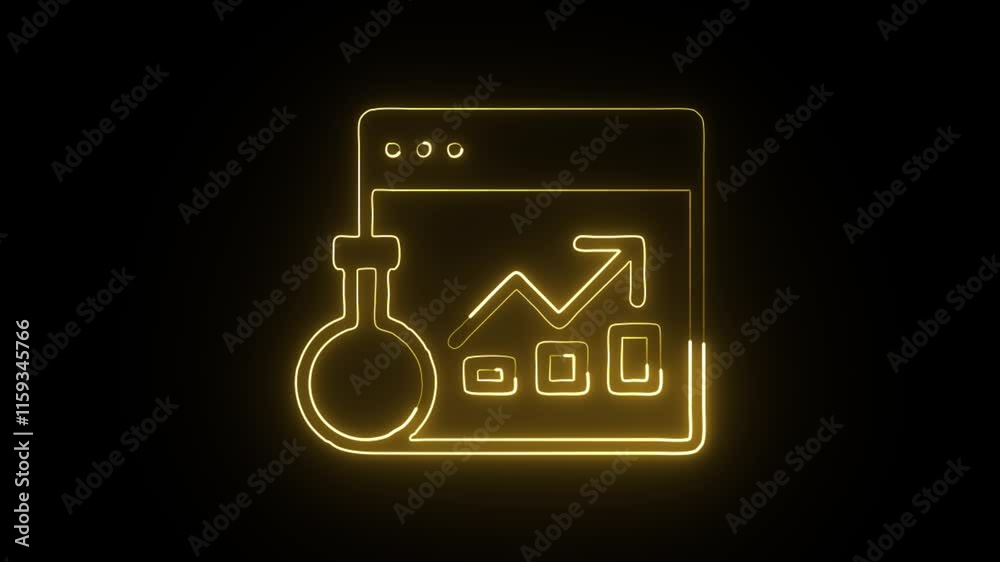 glowing neon web analytics icon isolated on black background. HD video motion graphic animation glowing neon web analytics icon isolated on black background. HD video motion graphic animation