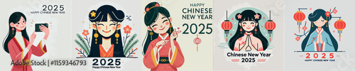 Vector image of girl celebrating Chinese New Year