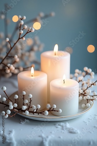 Soft Glowing Candles and Fairy Lights Creating a Cozy Ambiance for Warm Winter Celebrations – Perfect Decor Ideas for Festive Evenings