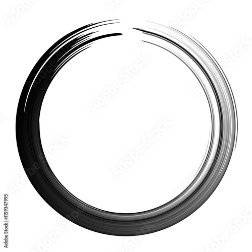 Black ink paint brush Circle stroke isolated editable