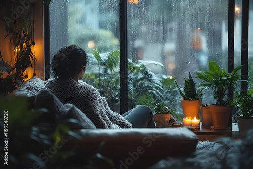 Universal portrayal of human loneliness and introspection, individuals of all ages gazing through windows, reflecting on emotions, isolation, solitude, suitable for all seasons and themes photo