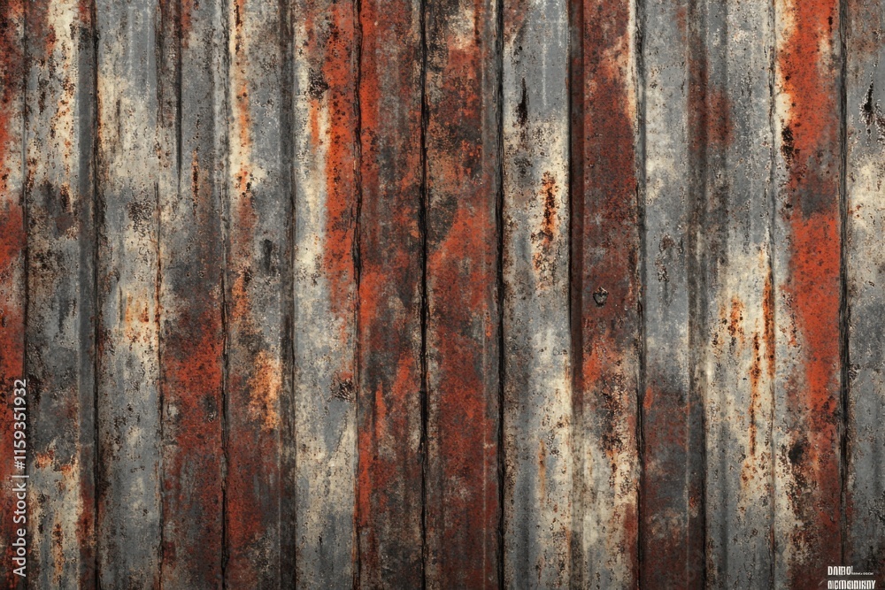 Rusted metal texture with corrosion and red-brown streaks, dark industrial style, black and earthy tones, horror game design element Rusted metal texture with corrosion and red-brown streaks, dark industrial style, black and earthy tones, horror game design element