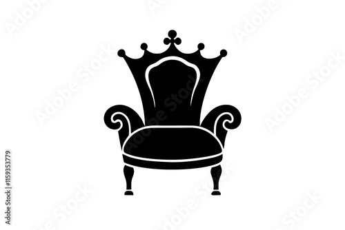 Golden Crown Chair Isolated on White Background