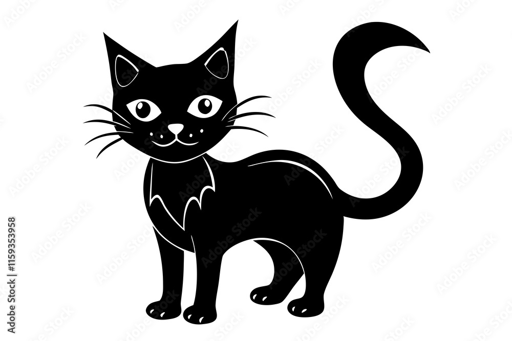 Halloween Cat on White Background Spooky Pet Graphic Halloween Cat on White Background Spooky Pet Graphic