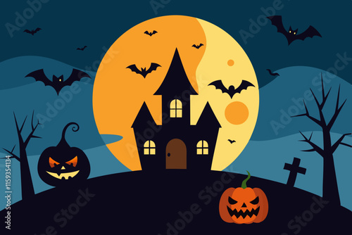 Halloween Home Background Vector Illustration