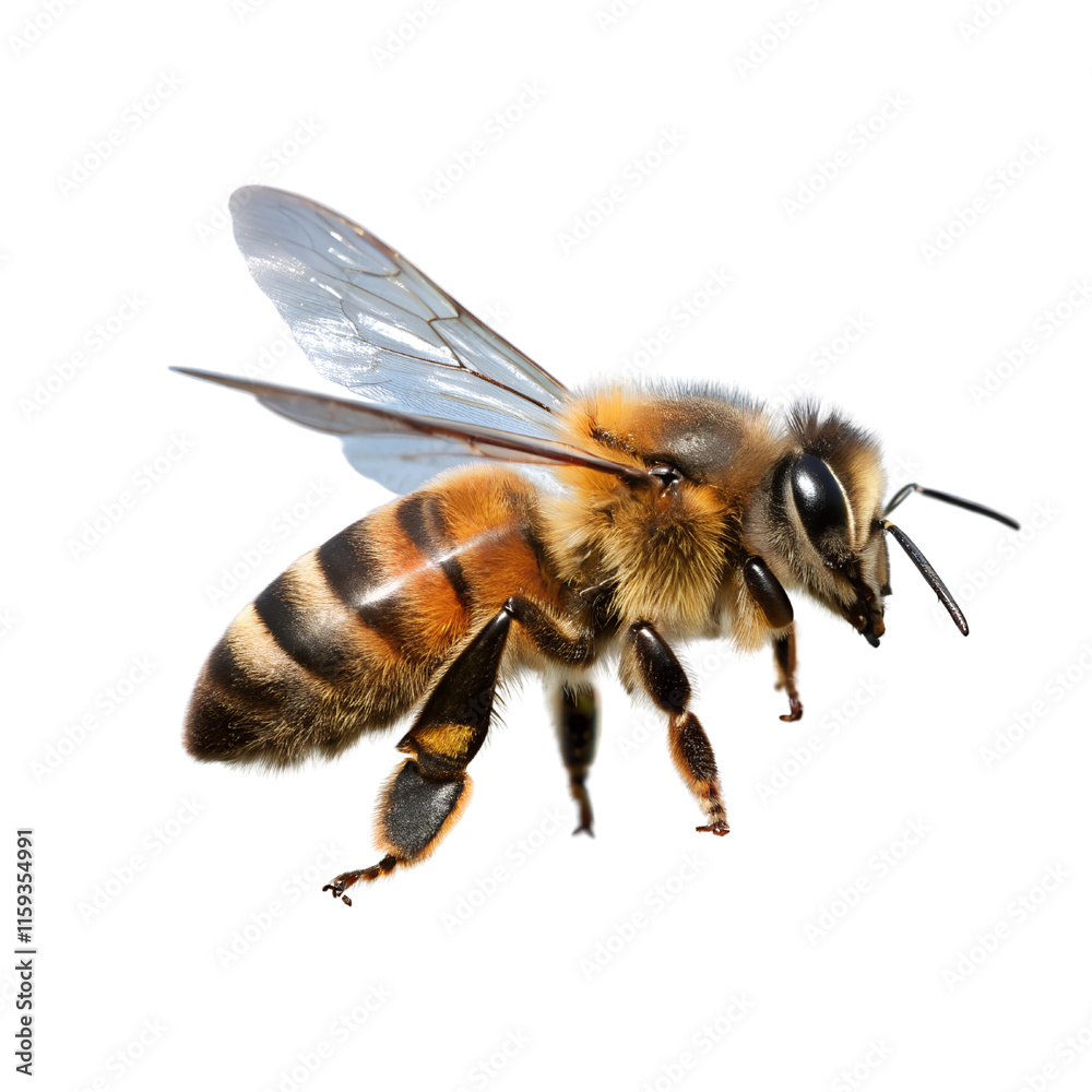 Close-Up of a Honeybee in Flight Isolate On Transparent Background Cutout, PNG file, Cutout file Close-Up of a Honeybee in Flight Isolate On Transparent Background Cutout, PNG file, Cutout file