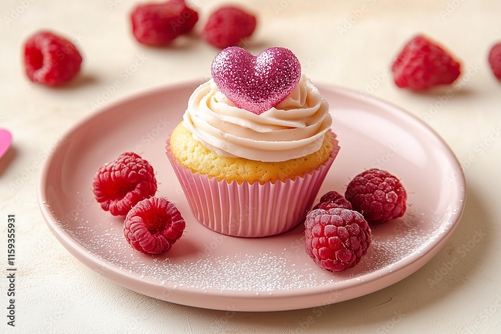 cupcake with raspberries cupcake with raspberries
