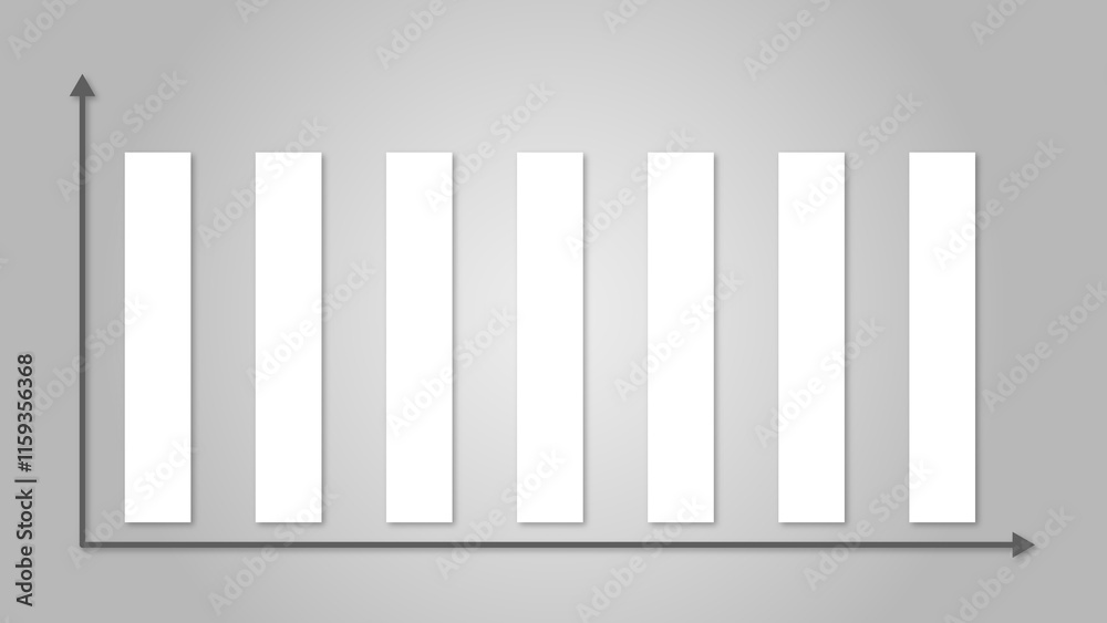 Minimalist illustration of a data chart with bars of equal height in white, isolated against a grey backdrop. For business data and analysis themes. Minimalist illustration of a data chart with bars of equal height in white, isolated against a grey backdrop. For business data and analysis themes.