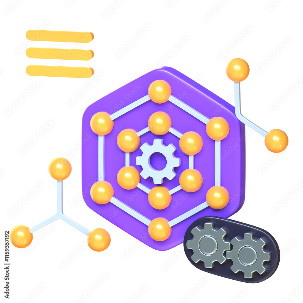 Obraz premium Nano Technology 3D Icon, symbolizing the manipulation of matter at the atomic and molecular scale, showcasing innovation in various fields such as medicine, electronics, and materials science