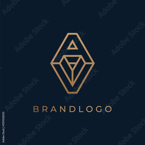 Initial Letter  AV Logo, luxury letter AV with gold color design logo inspiration, vector illustration