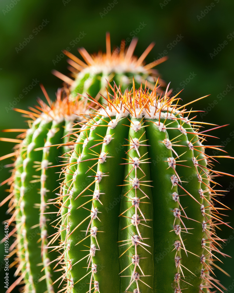 Lush green cactus with vibrant spines, showcasing nature resilience and beauty Lush green cactus with vibrant spines, showcasing nature resilience and beauty