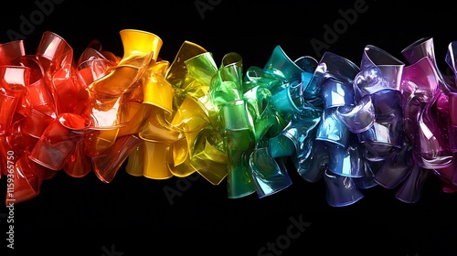 Rainbow Colored Plastic Cups Abstract Art