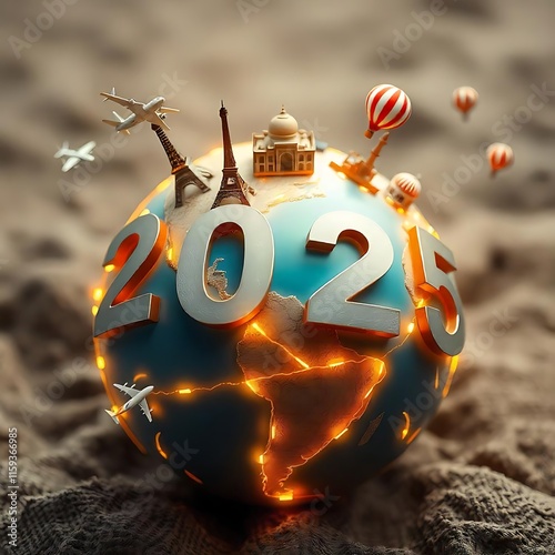 A 3D globe with glowing golden paths crisscrossing around it, forming 